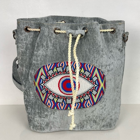 Evil Eye Backpack, Bag in Grey - Picture 2 of 13